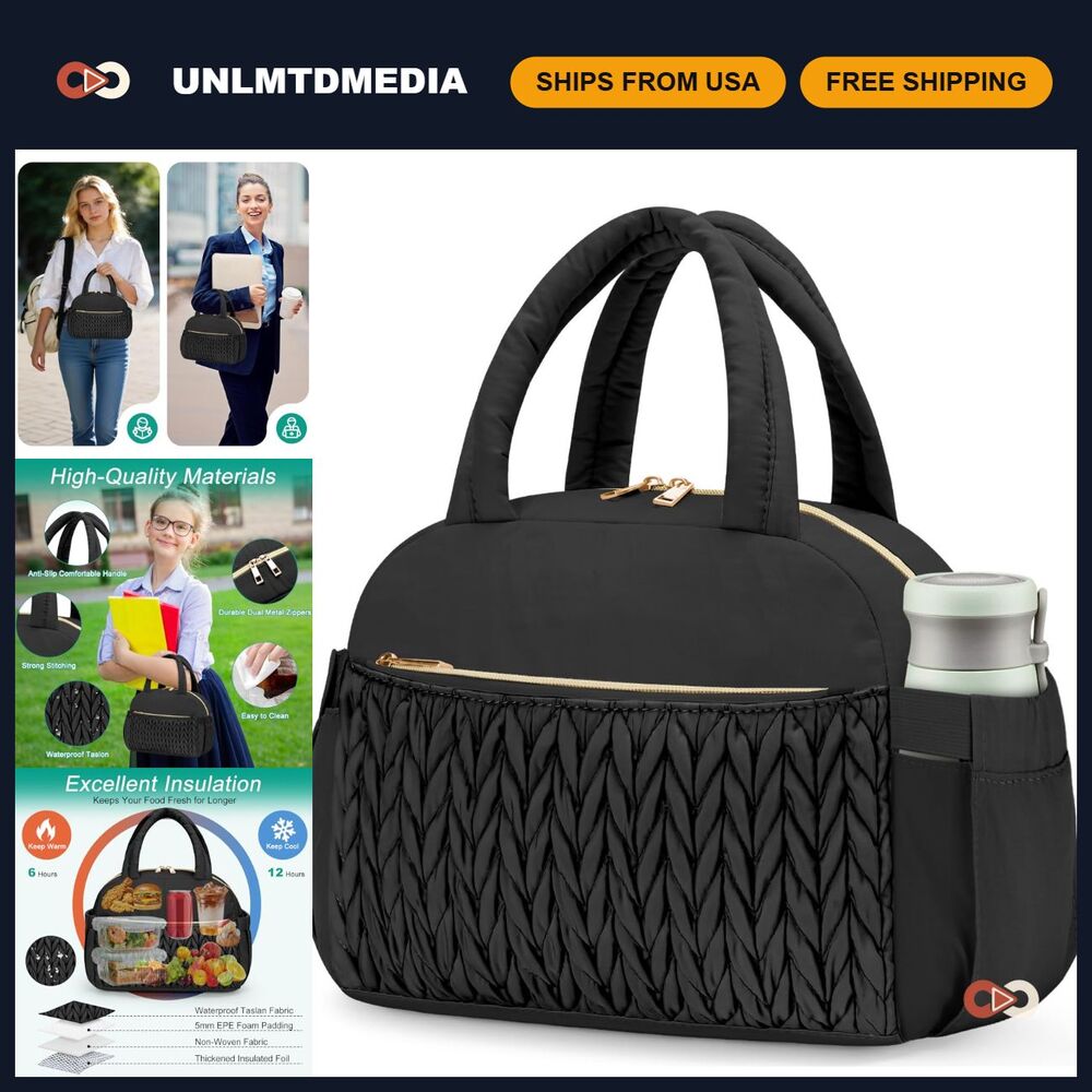 Insulated Lunch Box Bag for Men & Women, Leakproof Reusable Tote, 10L Cooler for